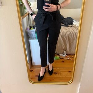 Black High Waisted Pull On Trousers